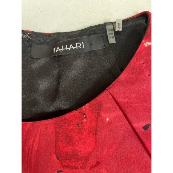 Tahari Shana Red Roses sleeveless Sheath Dress 8 10 - Picture 5 of 5